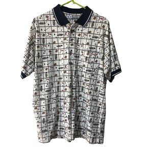K.T. GOLF ALL OVER GOLF PRINT POLO MENS LARGE